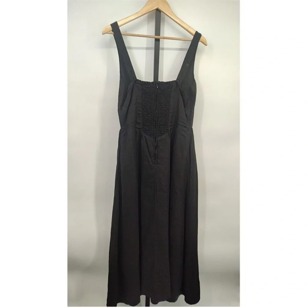 Quince 100% European Linen Corset Midi Dress black M - Picture 3 of 4